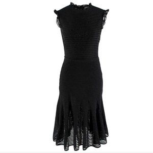 Alexander McQueen Ruffle Neck & Sleeve Sheer Knit Dress Size Small